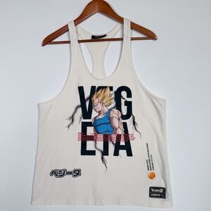 Vanquish X Dragonball Z Vegeta Mens Ivory Work Out Athletic Stringer Tank Top M